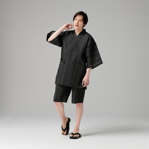 【ポイント20倍対象商品】甚平 しじら(クロ-L)