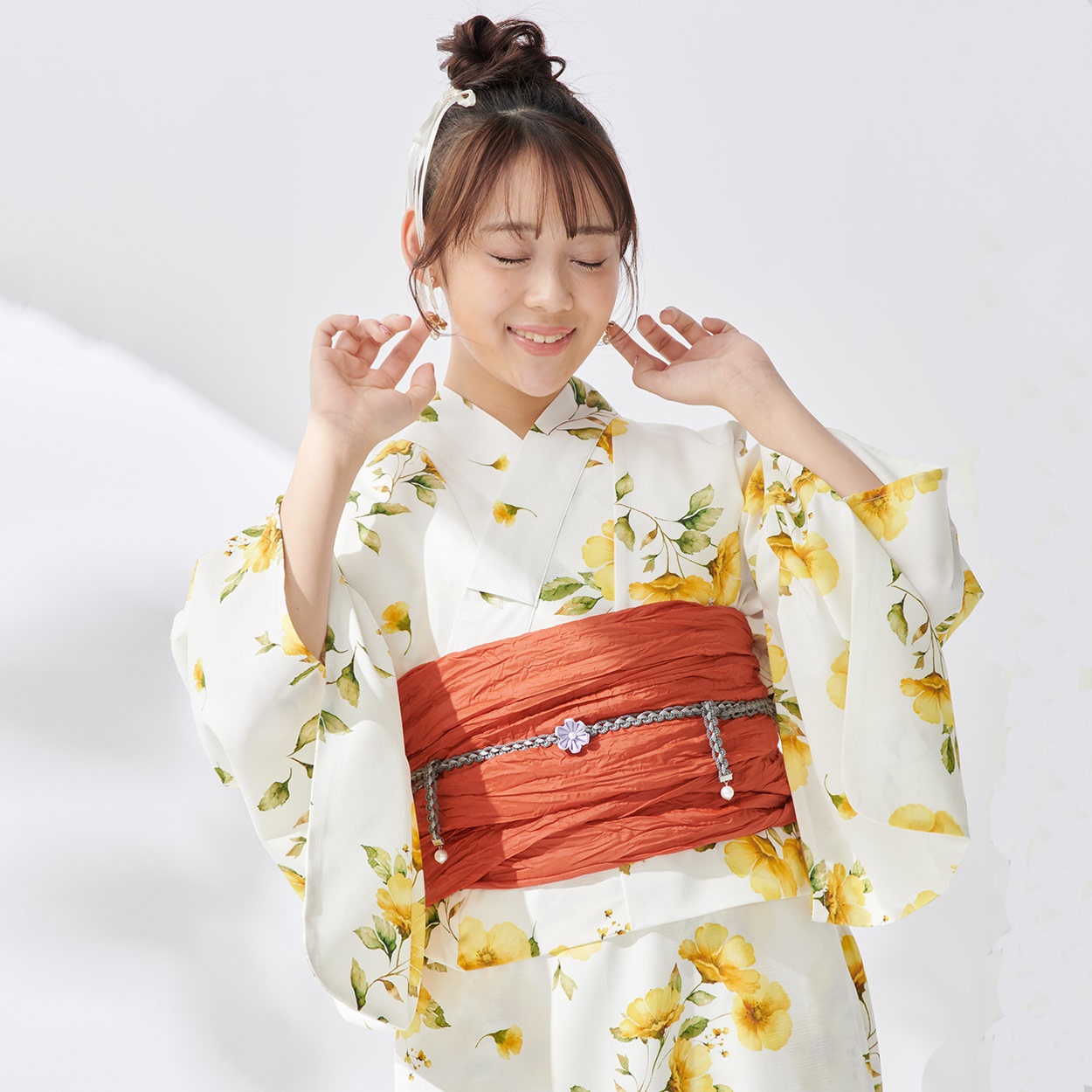 キャミワンピゆかた(ゆかた+へこ帯) 2点セット レディス(ポピー-M-L)