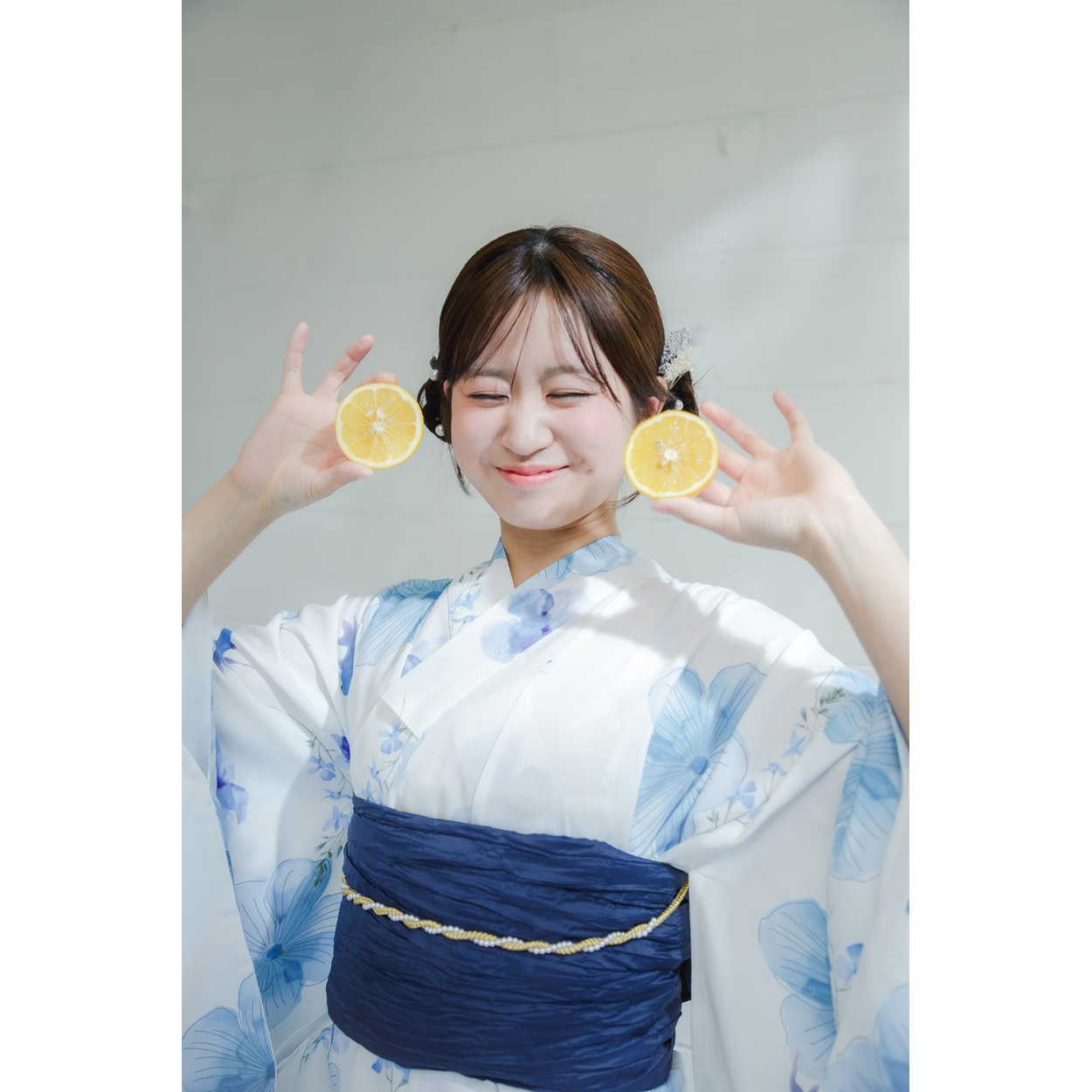 キャミワンピゆかた(ゆかた+へこ帯) 2点セット レディス(花と金魚-L-LL)