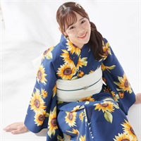 ノースリワンピゆかた(ゆかた+へこ帯) 2点セット レディス(向日葵-M-L)