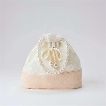 la dentelle(ラダンテル) 巾着レースパール ハンドル レディス(シロ-フリー)