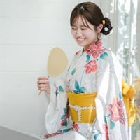 イセカタすかあとゆかた(ゆかた+へこ帯) 2点セット レディス(椿-M-L)
