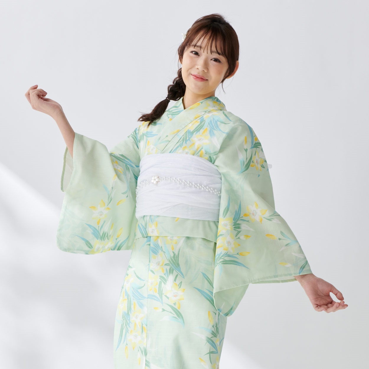 イセカタすかあとゆかた(ゆかた+へこ帯) 2点セット レディス(ゆり-M-L)