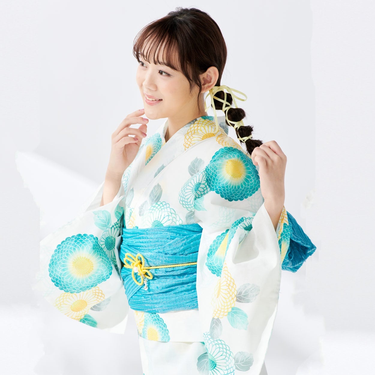 イセカタすかあとゆかた(ゆかた+へこ帯) 2点セット レディス(丸菊-M-L)