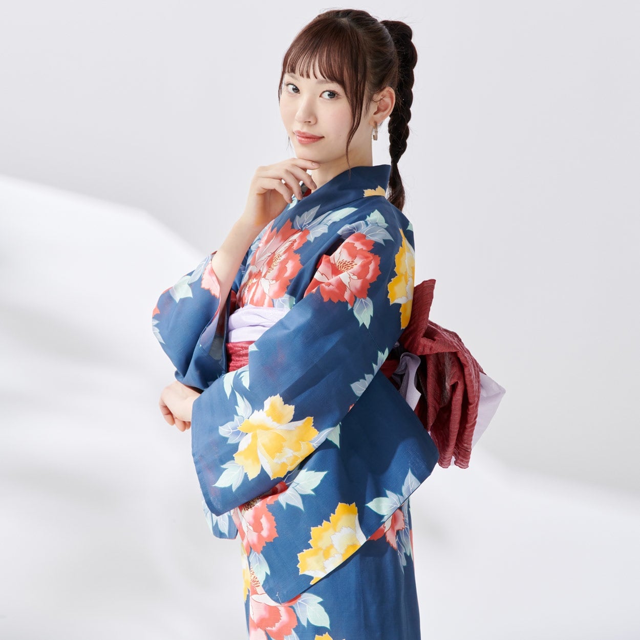 イセカタすかあとゆかた(ゆかた+へこ帯) 2点セット レディス(牡丹-M-L)
