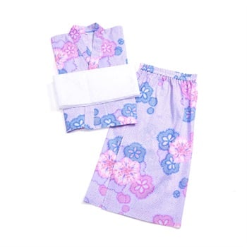すかあとゆかた(ゆかた+へこ帯) 2点セット キッズ(しぼり梅-120)