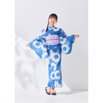 ワンピゆかた(ゆかた+へこ帯) 2点セット キッズ(アネモネ-140)