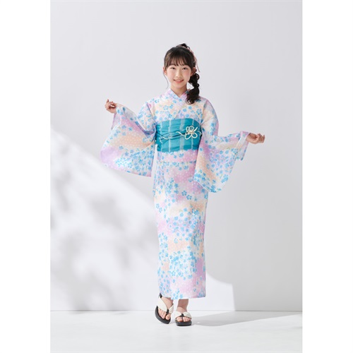 ワンピゆかた(ゆかた+へこ帯) 2点セット キッズ(撫子づくし-140)