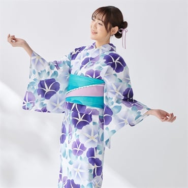ひんやりゆかた(ゆかた+結び帯＋下駄) 3点セット レディス