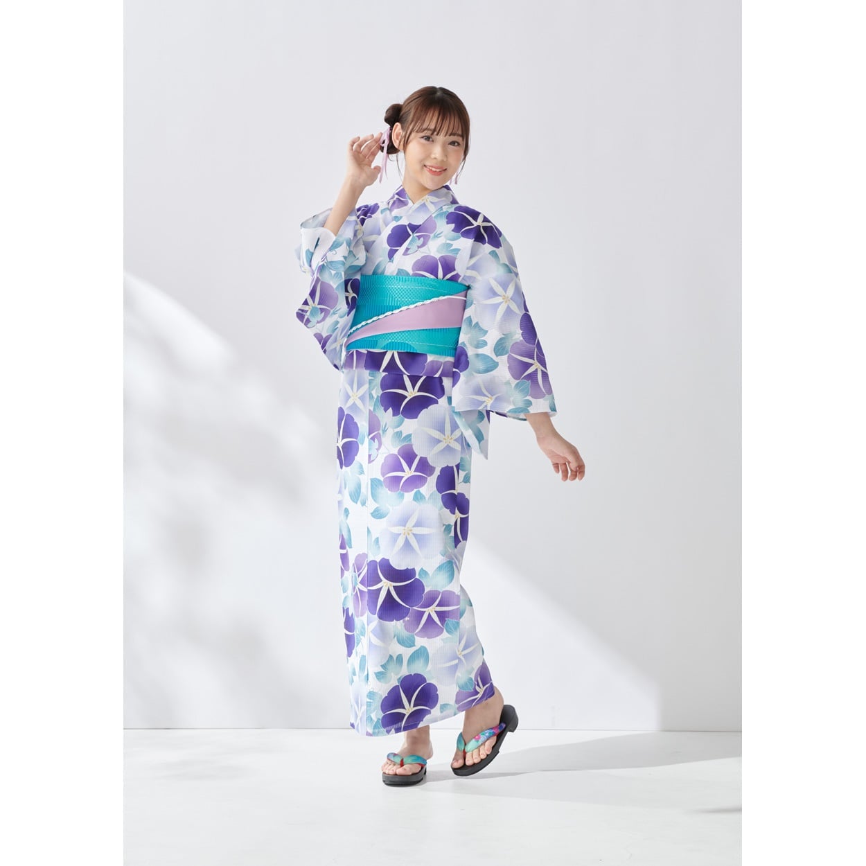 ゆかいさま専用 ニコアンティーク×せきやゆりえ 浴衣3点セット（浴衣・帯・下駄）A