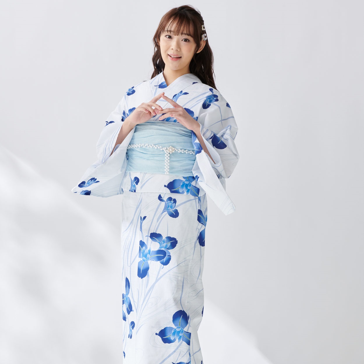 ひんやりゆかた(ゆかた+へこ帯) 2点セット レディス(蘭-フリー)
