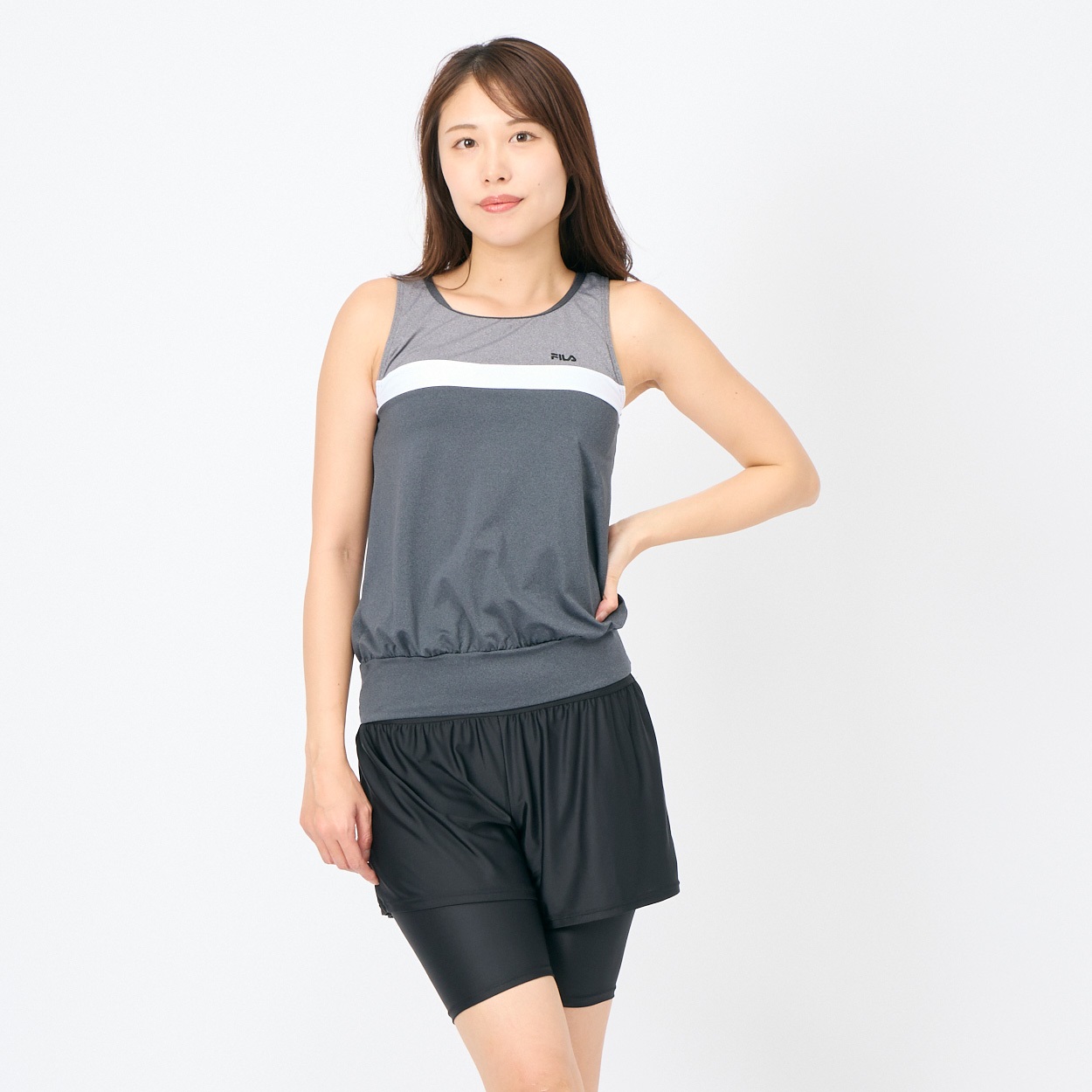 新品☆6L♪フィラFILA♪セパレート水着♪チュニック水着☆a946 セパレート水着 フィラ FILA フィットネス水着 2点セット