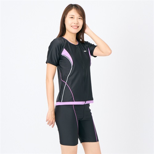 FILA(フィラ) フィットネス水着無地フルジップ 袖付 大寸 レディス 水着 レディース(クロ-19ｺﾞｳ)