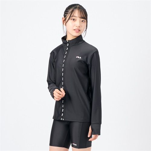 【ポイント20倍対象商品】FILA(フィラ) スタンドラッシュ無地 ロゴテープ レディス ラッシュガード 水陸両用 UVウェア 水着 レディース