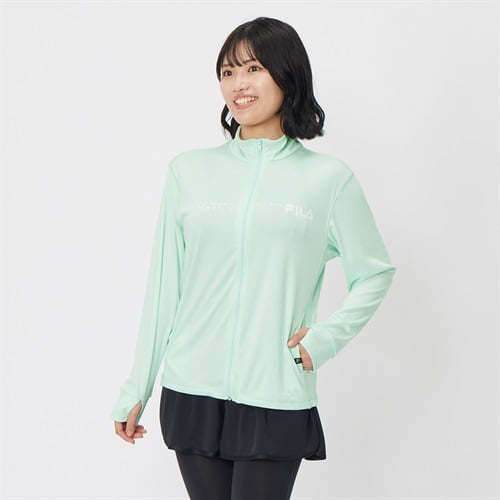 【ポイント20倍対象商品】FILA(フィラ) スタンドジップ ラッシュ UV レディス ラッシュガード 水陸両用  UVウェア 水着 レディース(ウスミドリ-XL)