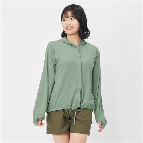 【ポイント20倍対象商品】FILA(フィラ) リブラッシュパーカー レディス ラッシュガード UVウェア 水着 レディース(コイミドリ-M)