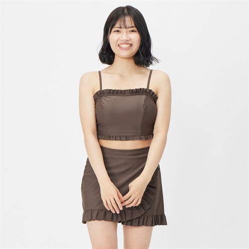 【ポイント20倍対象商品】水着3点セット ビキニ フリル レディス 水着 レディース(チャ-11ｺﾞｳ)