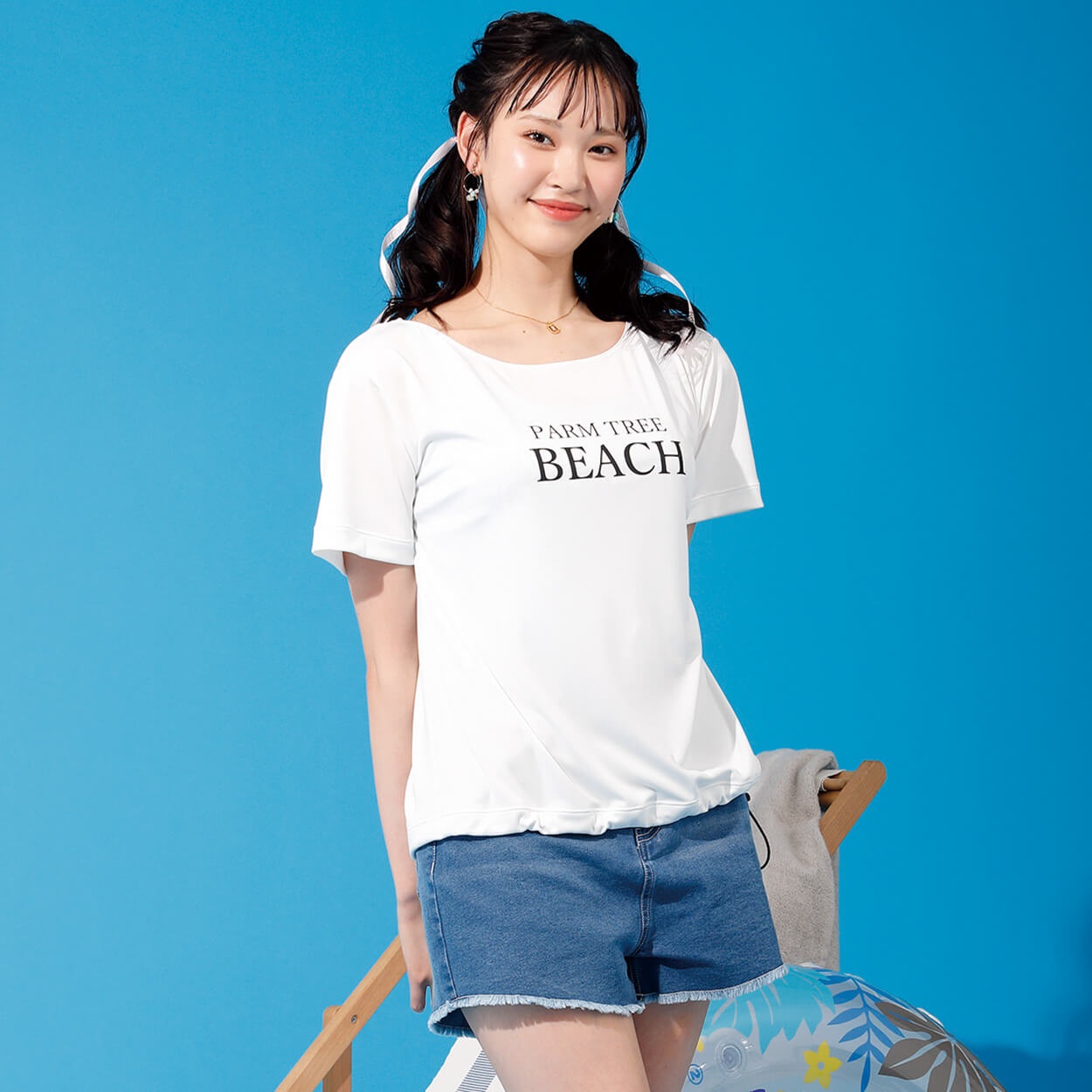新品☆5L白×紺系♪Tシャツ・タンキニ上下・短パン4点セット♪わけあり☆a740 女の子 水着 タンキニ 4点 セット セパレート 肩あき半T ショー
