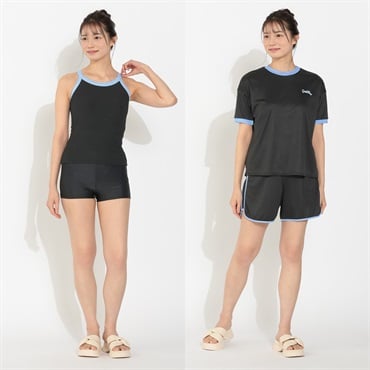 イーストボーイ タンキニ水着 リンガーTシャツ付き４点セット レディス TK4-5963231-K(クロ-7ｺﾞｳ)