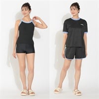イーストボーイ タンキニ水着 リンガーTシャツ付き４点セット レディス TK4-5963231-K(クロ-7ｺﾞｳ)