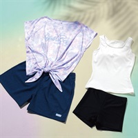 イーストボーイ タンキニ水着 裾絞りTシャツ付き４点セット レディス TK4-5963232-K(ウスアカ-7ｺﾞｳ)