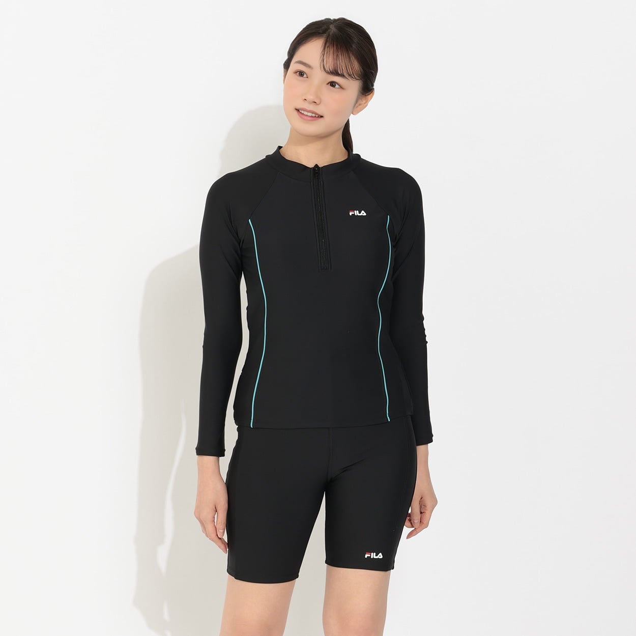 FILA(フィラ) セパレート水着 長袖 ハーフジップ カップ付 レディス FSP-3132845B(ウスアオ-13ｺﾞｳ)
