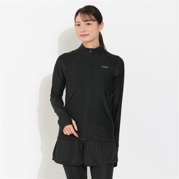 FILA(フィラ) ラッシュガード フルジップ脇メッシュ切替 レディス RS-316-631-K(クロ-S)
