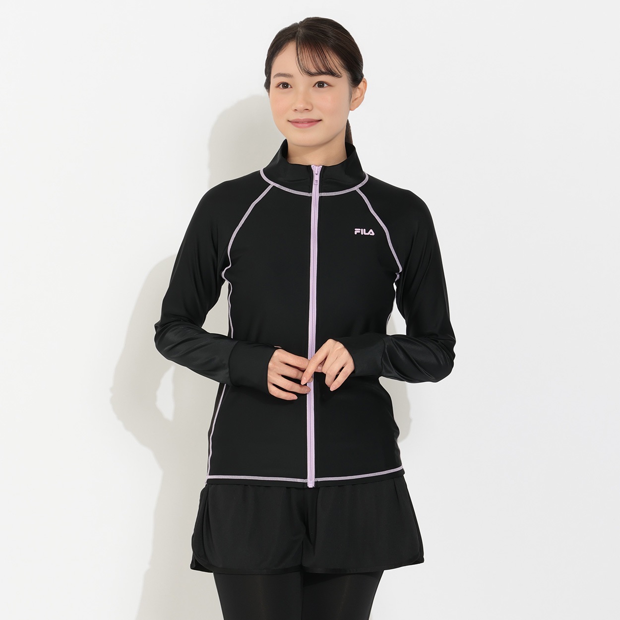 FILA(フィラ) ラッシュガード フルジップ脇メッシュ切替 レディス RS-316-631-K(ウスムラサキ-S)