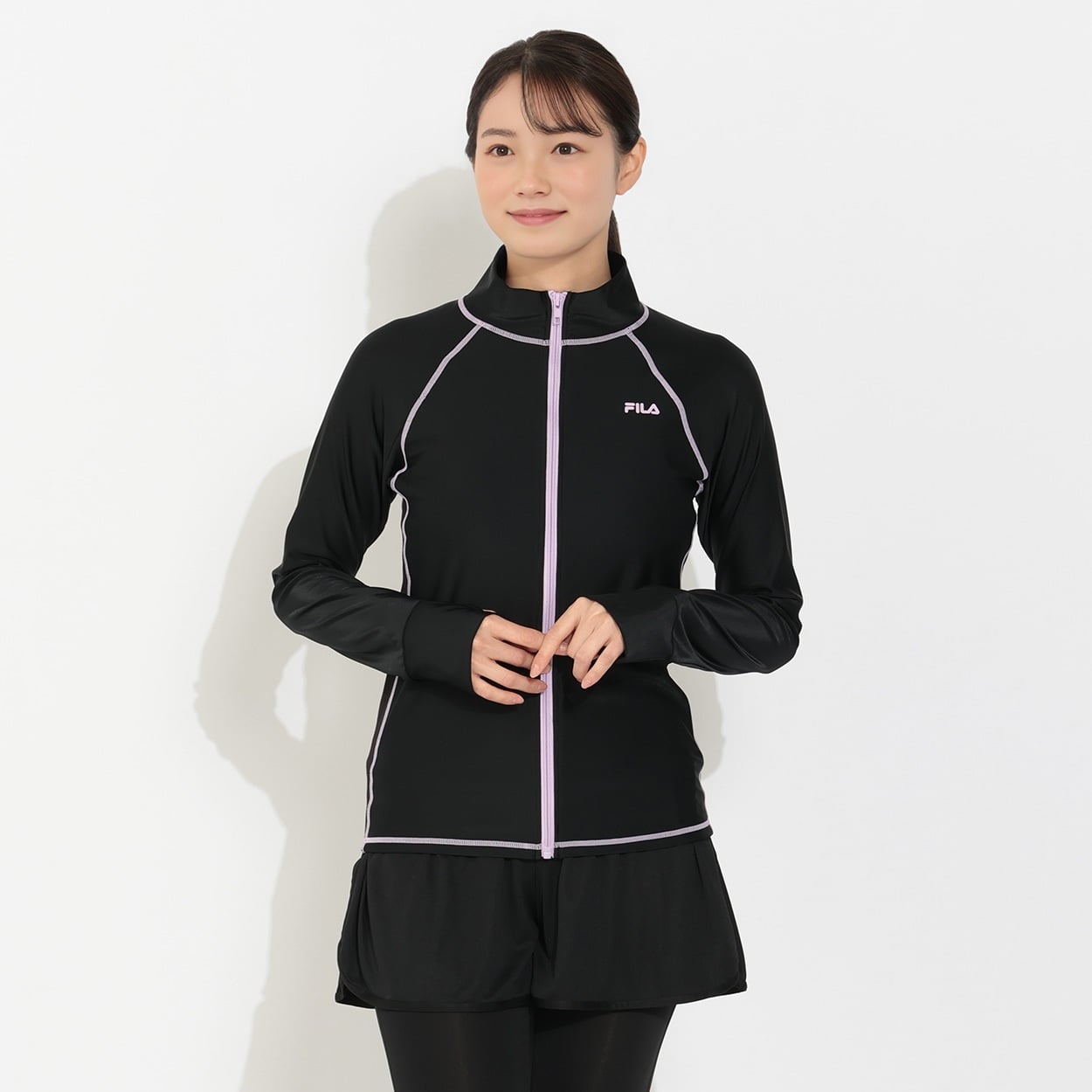 FILA(フィラ) ラッシュガード フルジップ脇メッシュ切替 レディス RS-316-631-K(ウスムラサキ-M)
