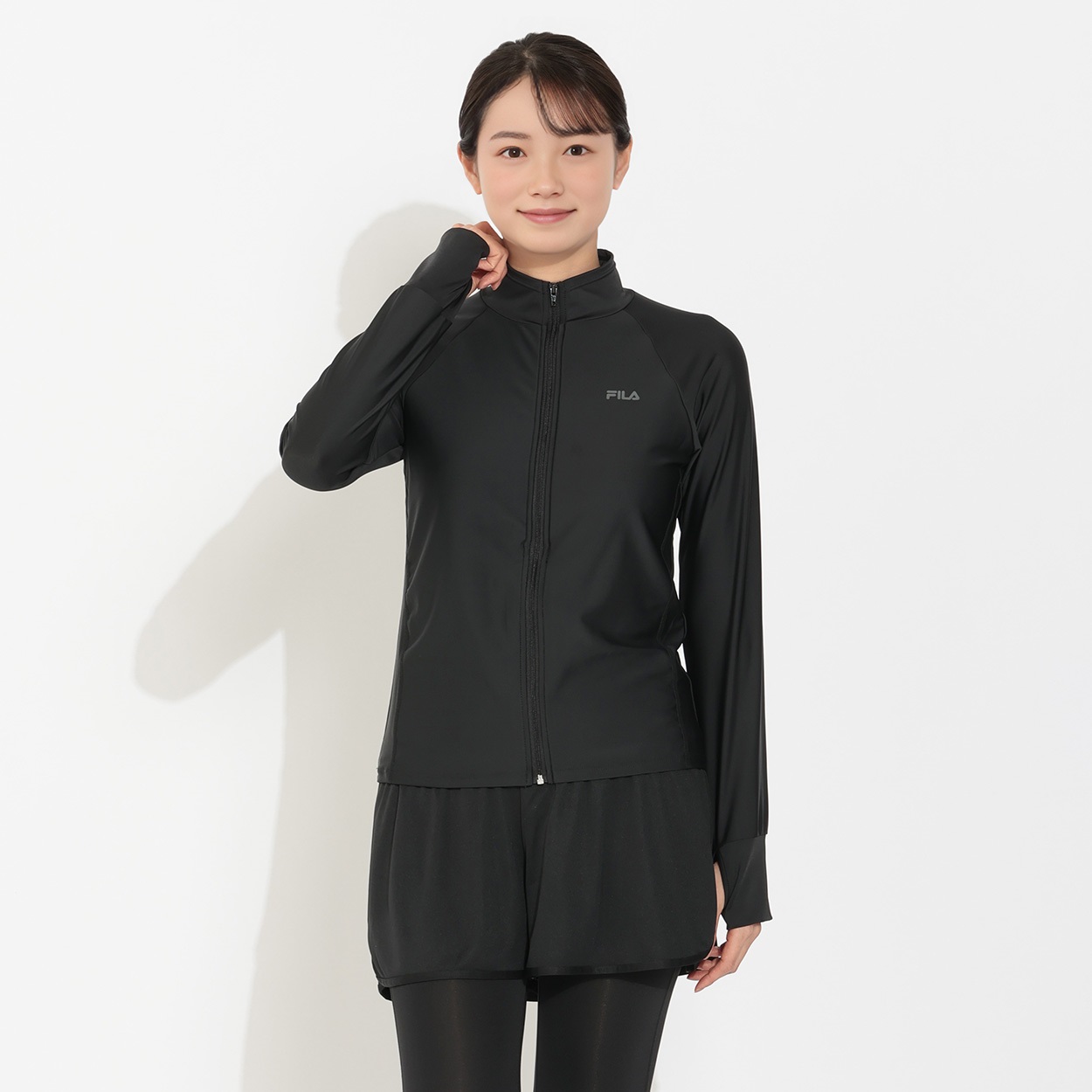 FILA(フィラ) ラッシュガード フルジップカップ付き レディス RS-344-632A-K(クロ-XL)