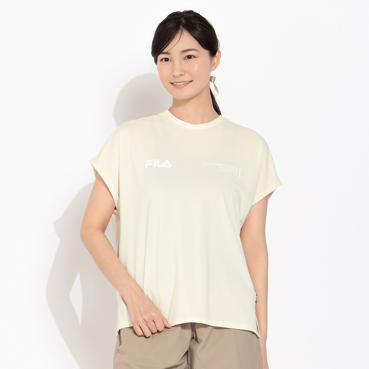 FILA(フィラ) 水陸両用半袖Tシャツ 強力接触冷感 スーパーナイロンクール レディス 325-677-K(キナリ-M)