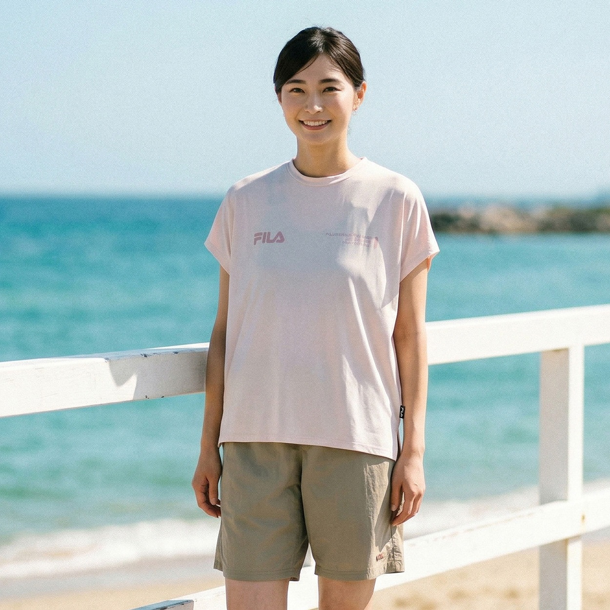 FILA(フィラ) 水陸両用半袖Tシャツ 強力接触冷感 スーパーナイロンクール レディス 325-677-K(ウスアカ-M)