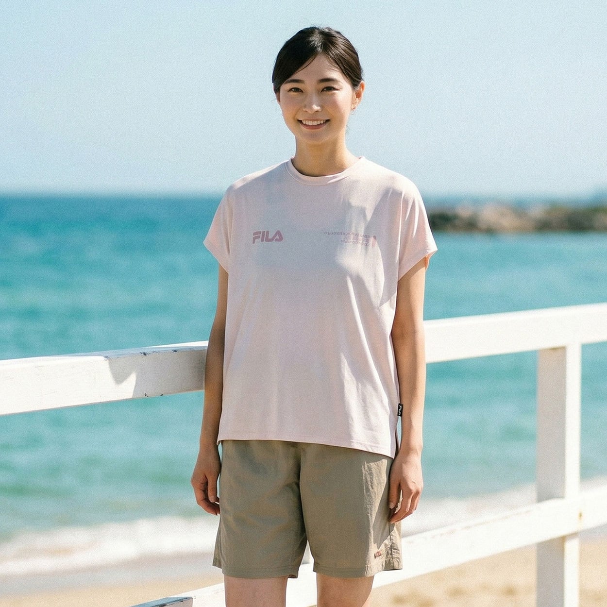 FILA(フィラ) 水陸両用半袖Tシャツ 強力接触冷感 スーパーナイロンクール レディス 325-677-K(ウスアカ-L)