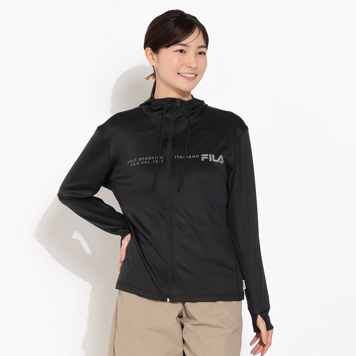 FILA(フィラ) UVパーカー 胸元メッセージロゴ 水陸両用 レディス RS-326-672-K(クロ-L)