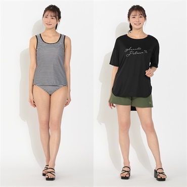 Arnord Palmer(アーノルドパーマー) Arnord PalmerロゴTシャツタンキニ4点セット レディス TK4-586202-K(クロ-9ｺﾞｳ)