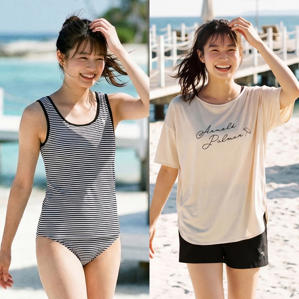 Arnord Palmer(アーノルドパーマー) Arnord PalmerロゴTシャツタンキニ4点セット レディス TK4-586202-K(ウスチャ-11ｺﾞｳ)