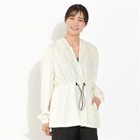 ラッシュガードパーカー 後ろ空き ウエスト部ドロスト紐付 Beach Dream レディス 211538-K(シロ-M)