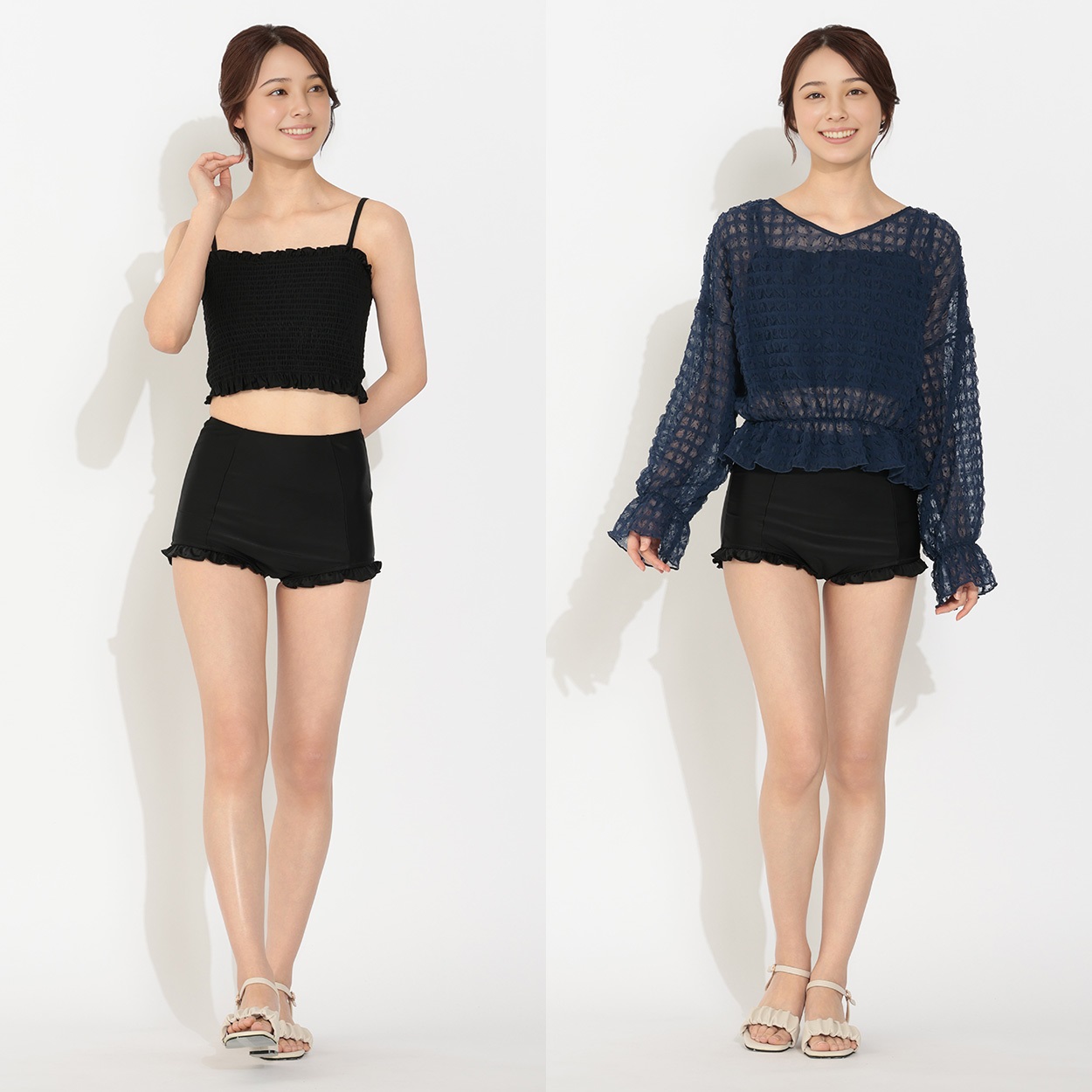ビキニ３点セット シャーリングビキニ シフォントップス付 Beach Dream レディス BK3-211506-K(コイアオ-13ｺﾞｳ)