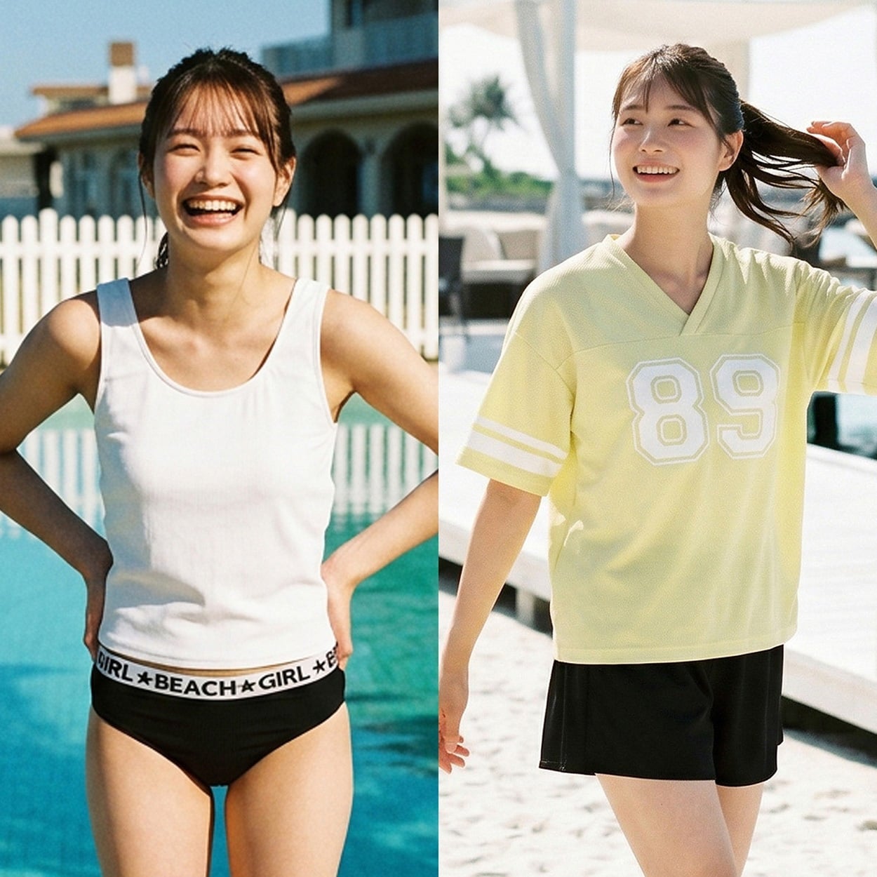 タンキニ4点セット リブタンクトップビキニ メッシュTシャツ