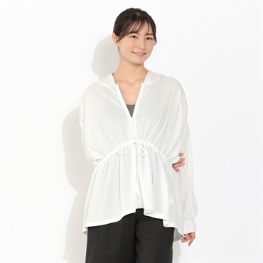 ラッシュガードパーカー ウエスト部ドロスト紐付 Beach Dream レディス UV-211535-K(シロ-M)