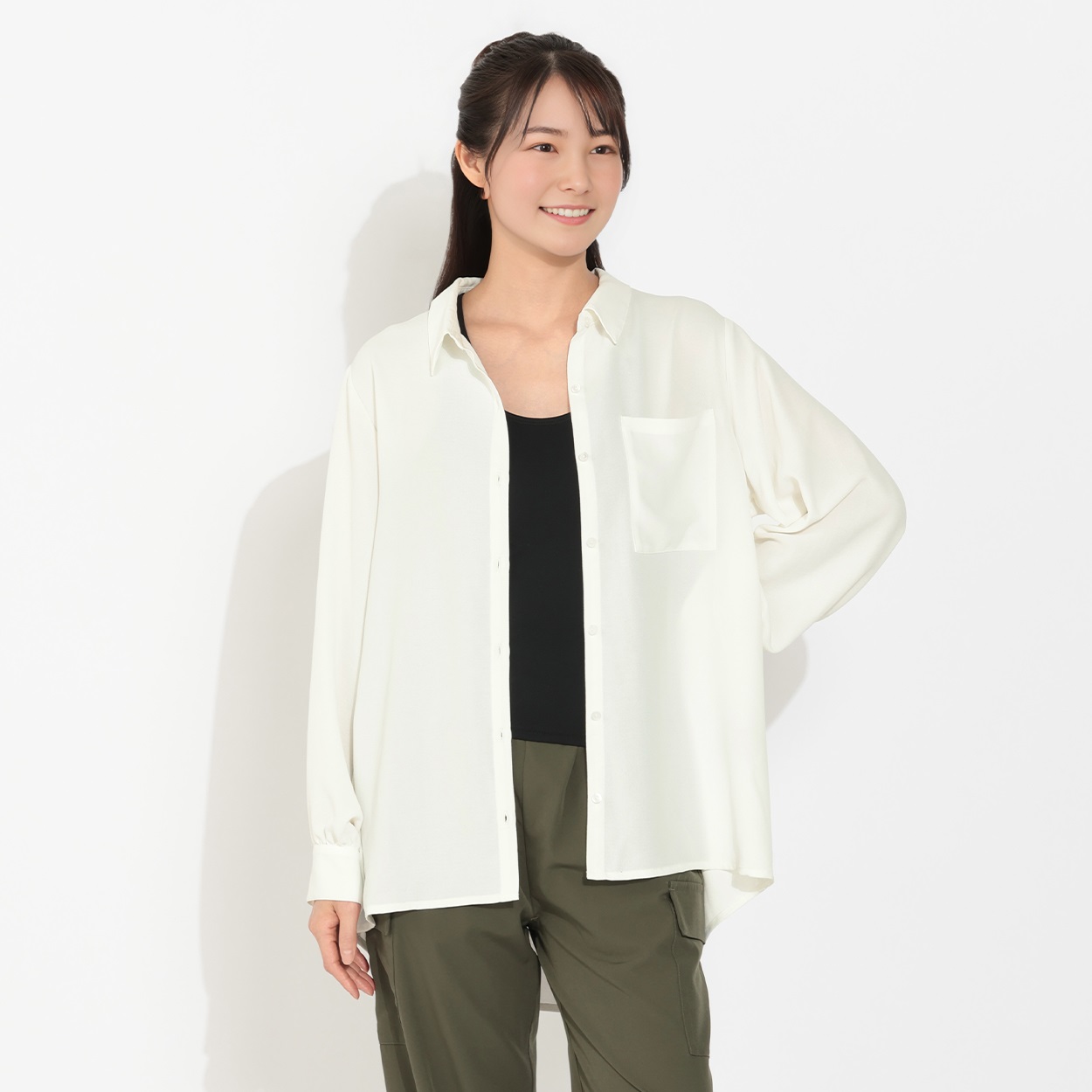 ラッシュガード 前開きシャツ レディス UV-268362-K(アイボリー-M)