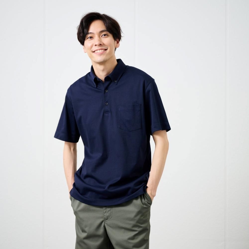 メンズ カジュアル 襟付き 半袖 シャツ フロントボタン クール タカキュー TAKA-Q ストレッチ ボタンダウン半袖シャツ メンズ