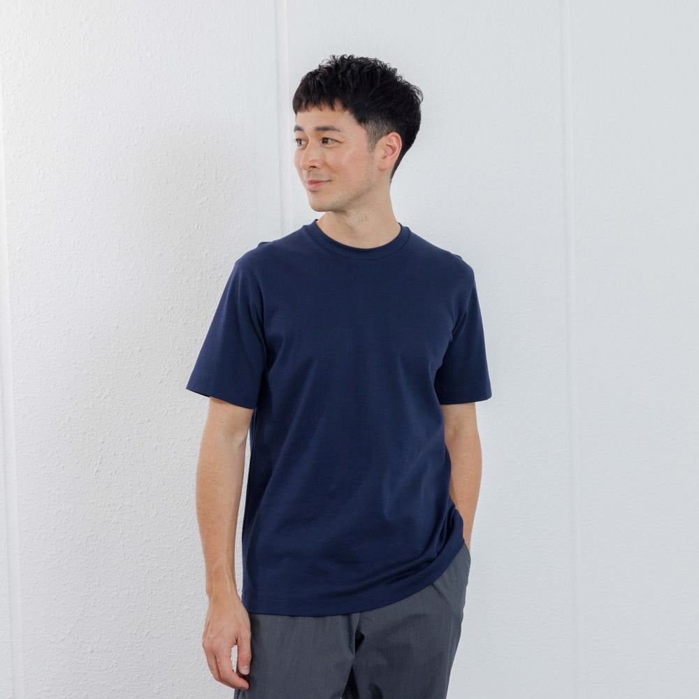 TVC シルキーコットン スムース半袖Tシャツ メンズ(ネイビー-L)