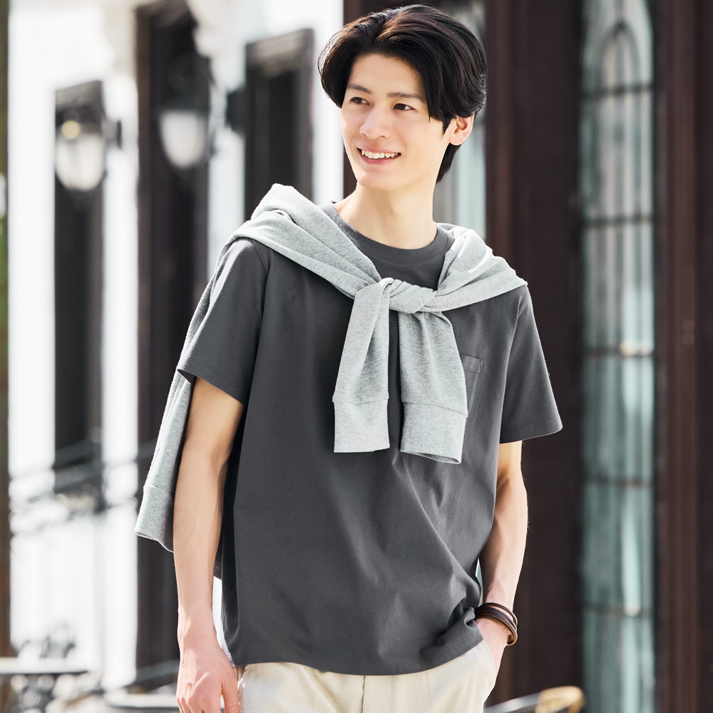 TVC オーガニックコットン 無地クルーネック半袖Tシャツ メンズ