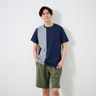 TVC 【ピースフィットクール】遮熱切替クルーネック半袖Tシャツ メンズ(ネイビー-M)