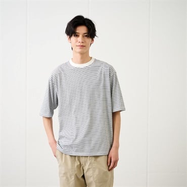 TVC ピースフィットクール 遮熱天竺ボーダー五分袖Tシャツ メンズ