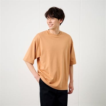 TVC 【ピースフィットクール】 スムース無地五分袖Ｔシャツ メンズ(ブラウン-M)