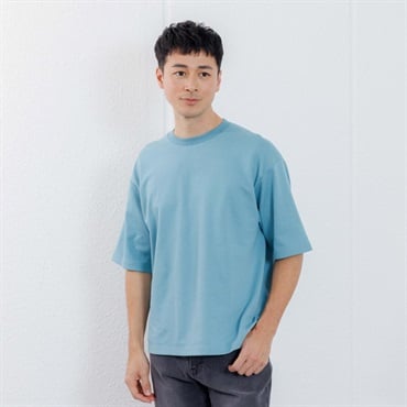 TVC 【ピースフィットクール】 遮熱スムース無地五分袖Tシャツ メンズ(ブルー-M)