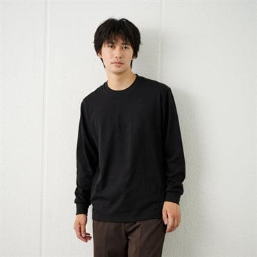 TVC ピースフィットクール ＵＶ対策スムース無地長袖Tシャツ メンズ(ブラック-L)