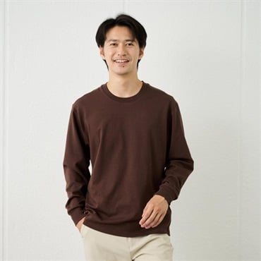 TVC ピースフィットクール ＵＶ対策スムース無地長袖Tシャツ メンズ(ブラウン-XL)